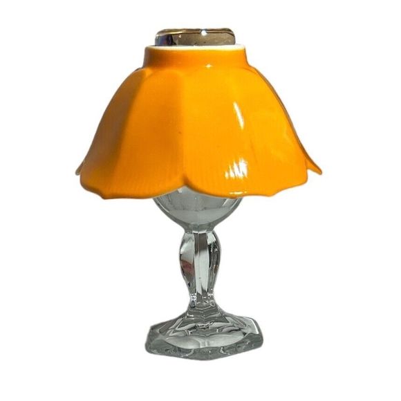 Art Deco Orange Ceramic and Glass Faux Lamp Decoration with Lusterware Top - Picture 3 of 7